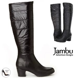 Jambu MAYFAIR Woman’s Black Water Resistant Leather Quilted Knee High Boots 6.5